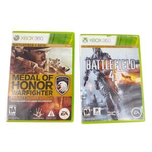 XBOX 360 Battlefield 4 & Medal of Honor Warfighter Games in Case, 2 Bundle Lot
